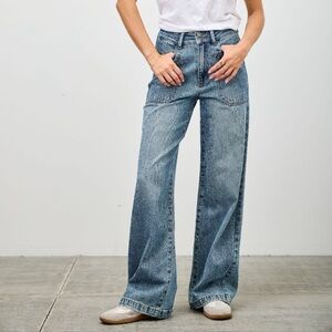 High Rise Double Pocket Wide Leg Pants